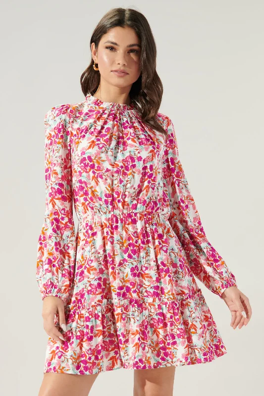 Mini dresses with off - the - shoulder styles Fancy You Floral Balloon Sleeve Blouson Dress Mini dresses with off - the - shoulder styles Fancy You Floral Balloon Sleeve Blouson Dress
