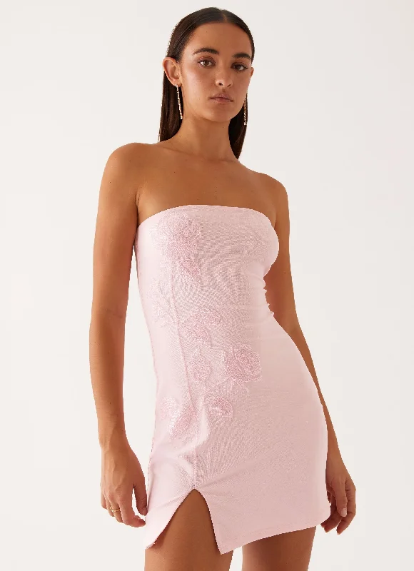  Enora Beaded Mini Dress - Baby Pink