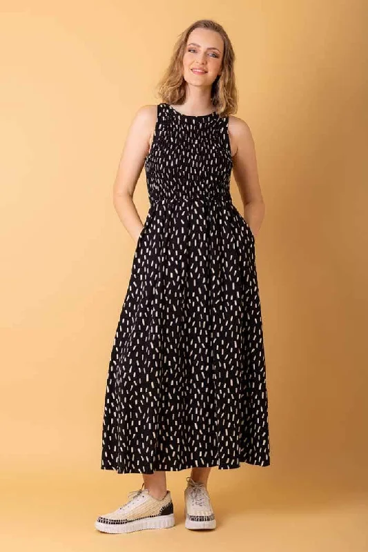 A - line midi dresses with floral prints for spring brunches Zippy Midi Dress Sprinkle Black A - line midi dresses with floral prints for spring brunches Zippy Midi Dress Sprinkle Black