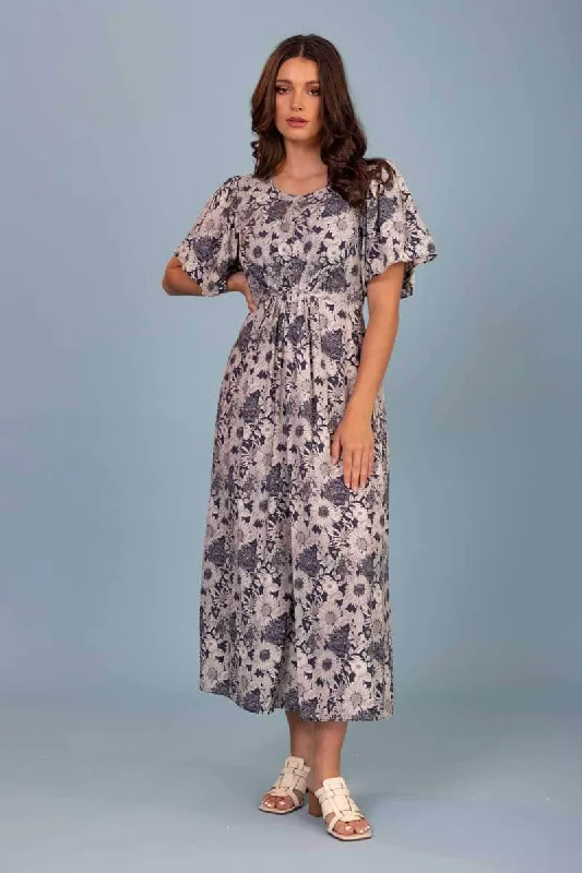 Midi dresses with abstract art prints for an artistic statement Jean Dress Sunflower Navy Midi dresses with abstract art prints for an artistic statement Jean Dress Sunflower Navy