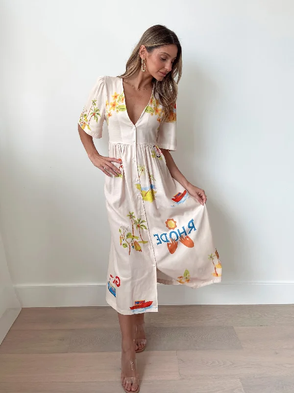 Maternity dress for hospital visits during pregnancy Rozellia Dress - Cream Print