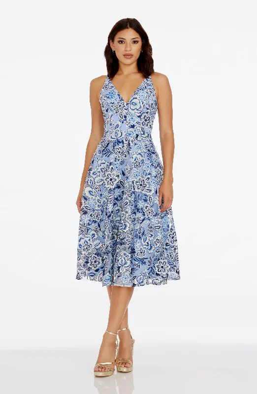 High - low midi dresses with geometric patterns for a modern party Elisa Dress