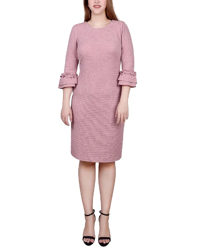 Midi dresses with mesh inserts for a trendy and breathable option Blush 3/4 Sleeve Textured Knit Dress - Petite Midi dresses with mesh inserts for a trendy and breathable option Blush 3/4 Sleeve Textured Knit Dress - Petite