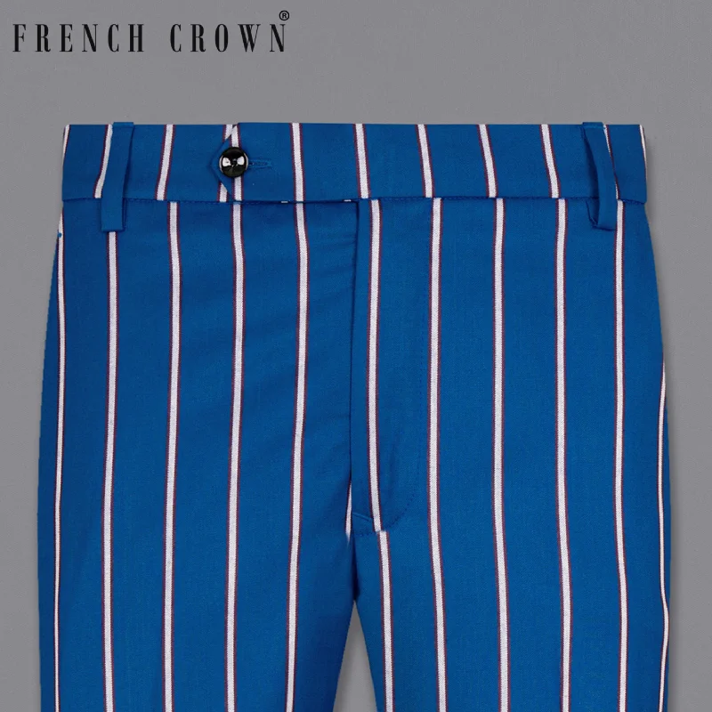 Cerulean Blue Striped Woolrich Pant