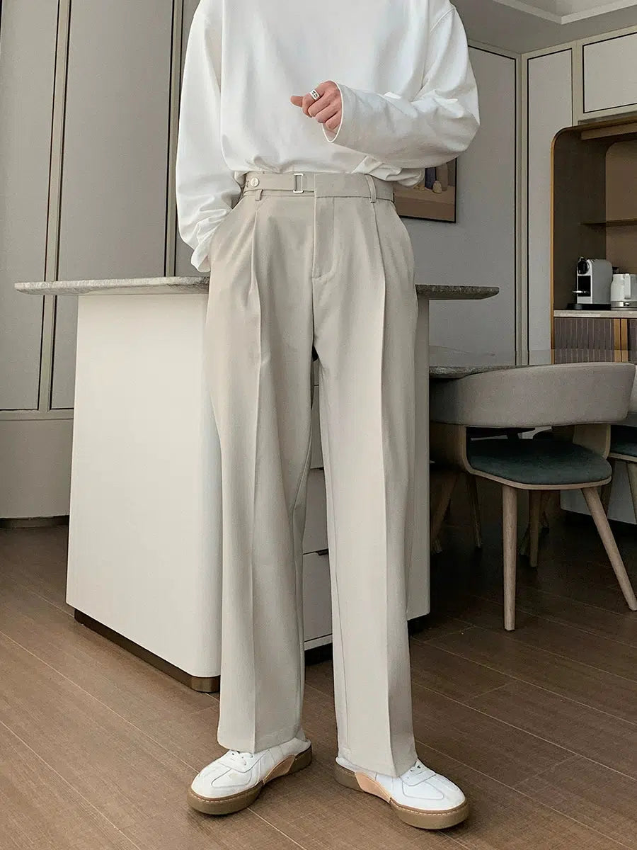 Drape Elastic Waist Straight-leg Pants