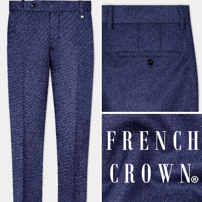 Ebony Clay Blue Textured Wool Blend Pant