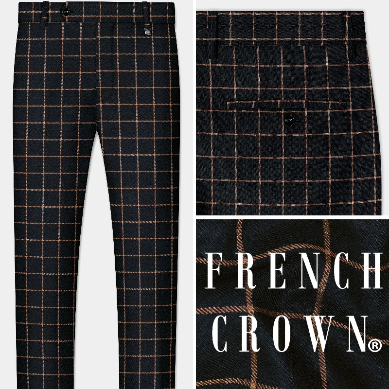 Jade Black with Potters Orange Windowpane Tweed Pant