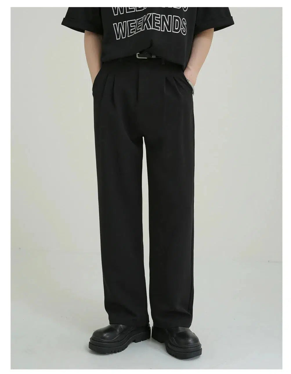 Lightweight Plain Straight Casual Pants