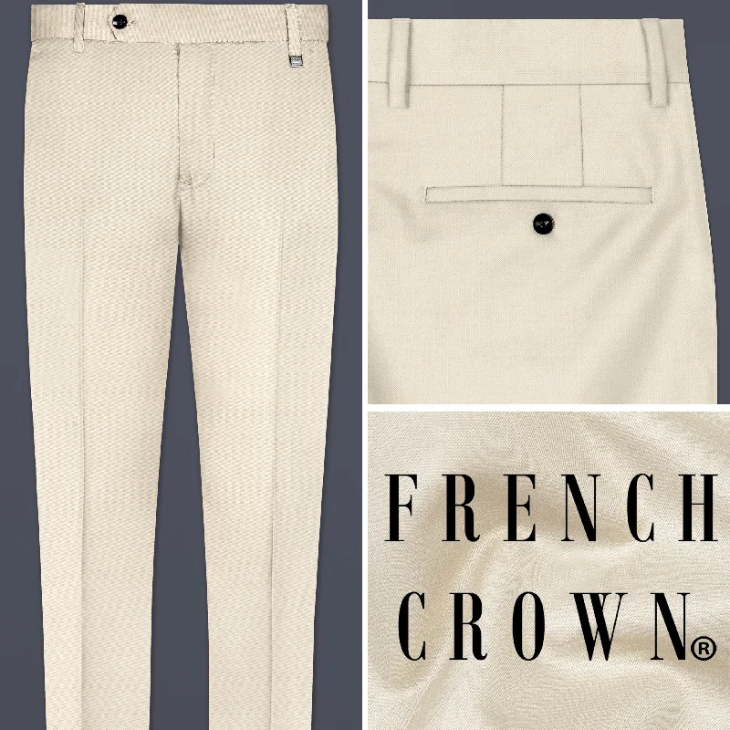 Moon Mist Cream Solid Wool Blend Pant