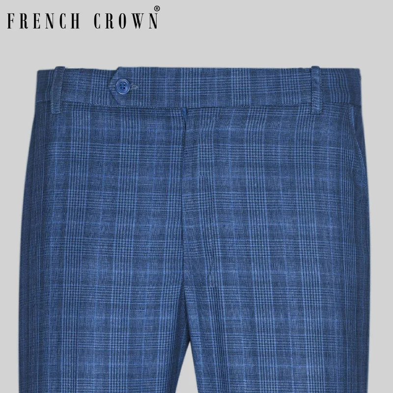 Royal Blue Plaid Formal Pant