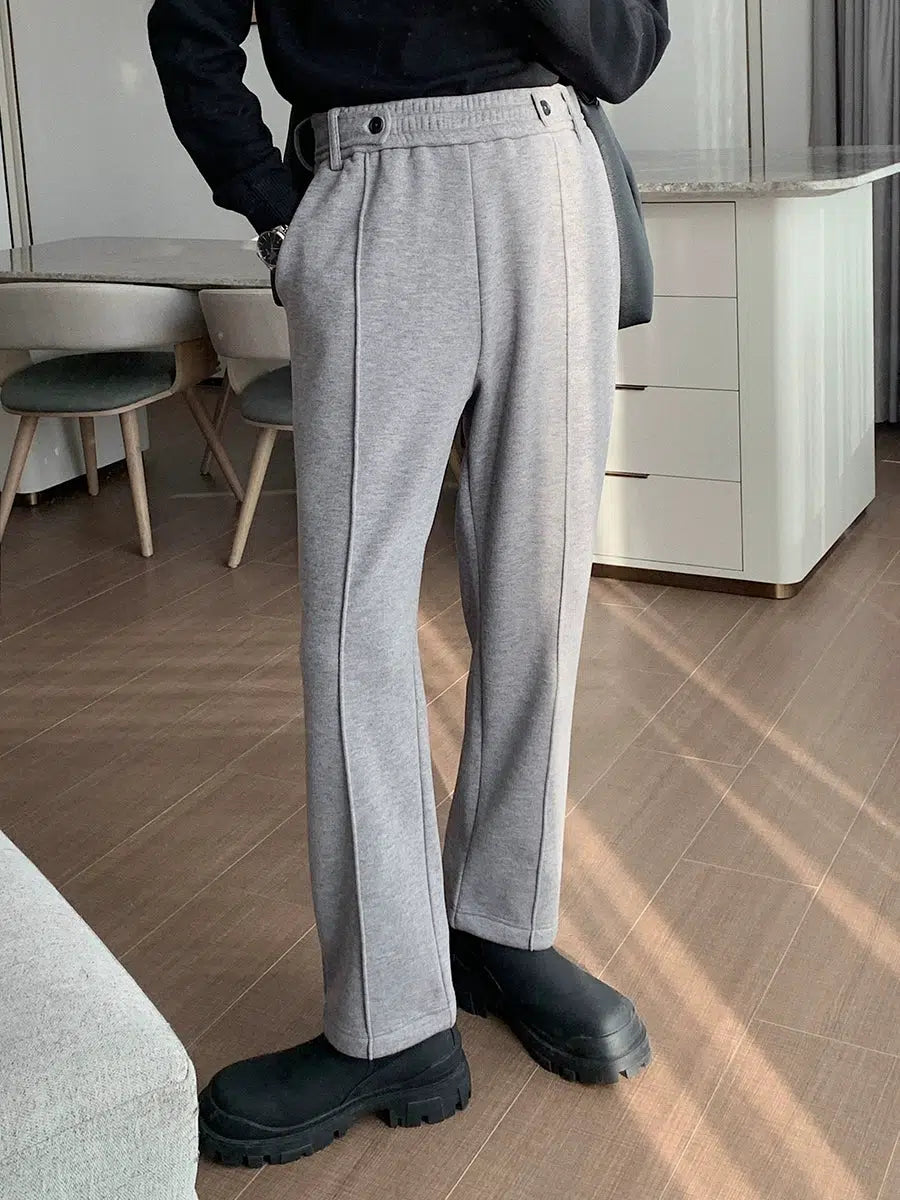 Slim-fit Elastic Waist Fleece Pants