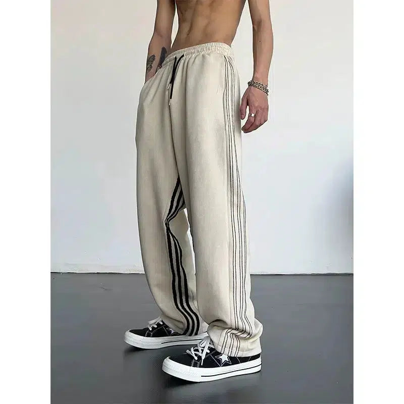 Straight Striped Drape Pants