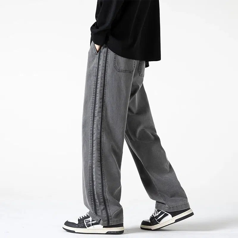 Striped Wide-Leg Sports Pants