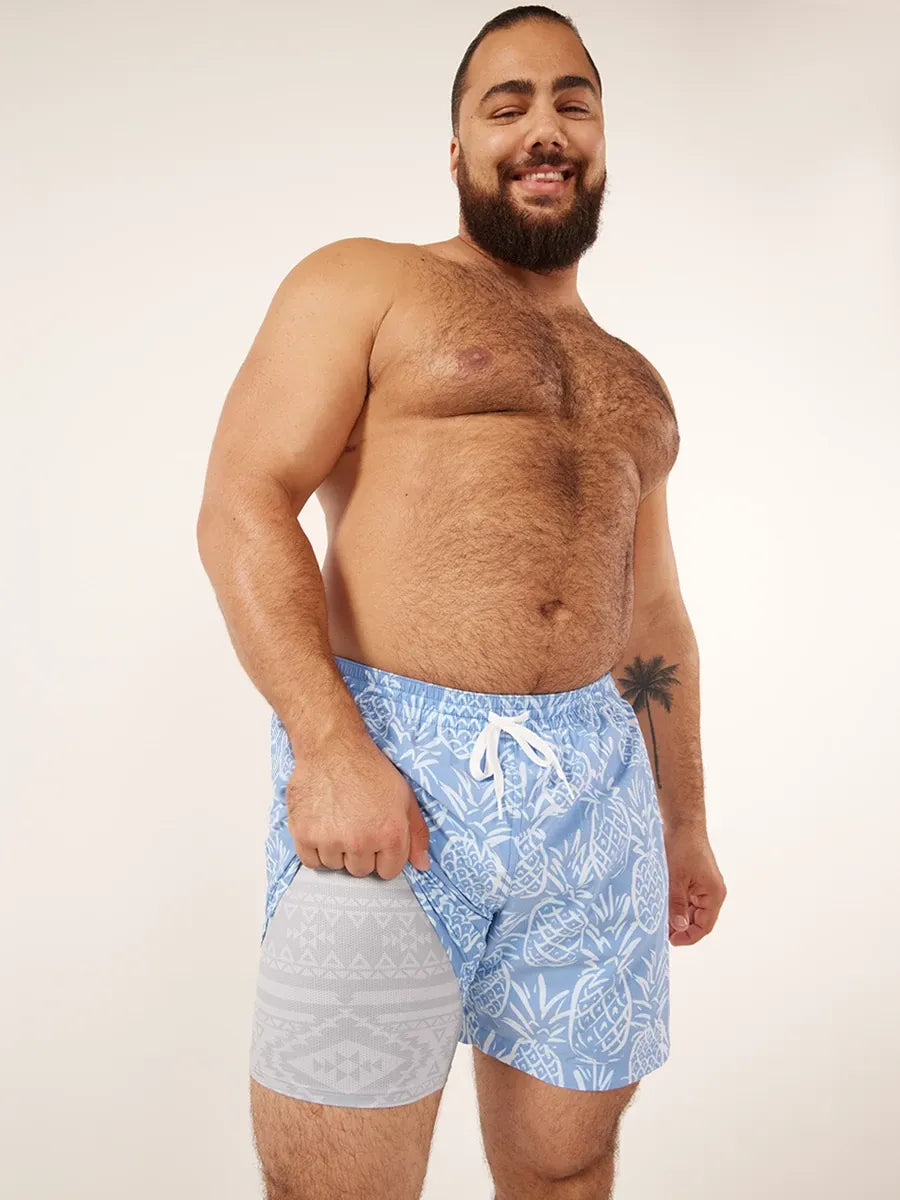 The Thigh-Napples 5.5" (Faded Lined Classic Swim Trunk)