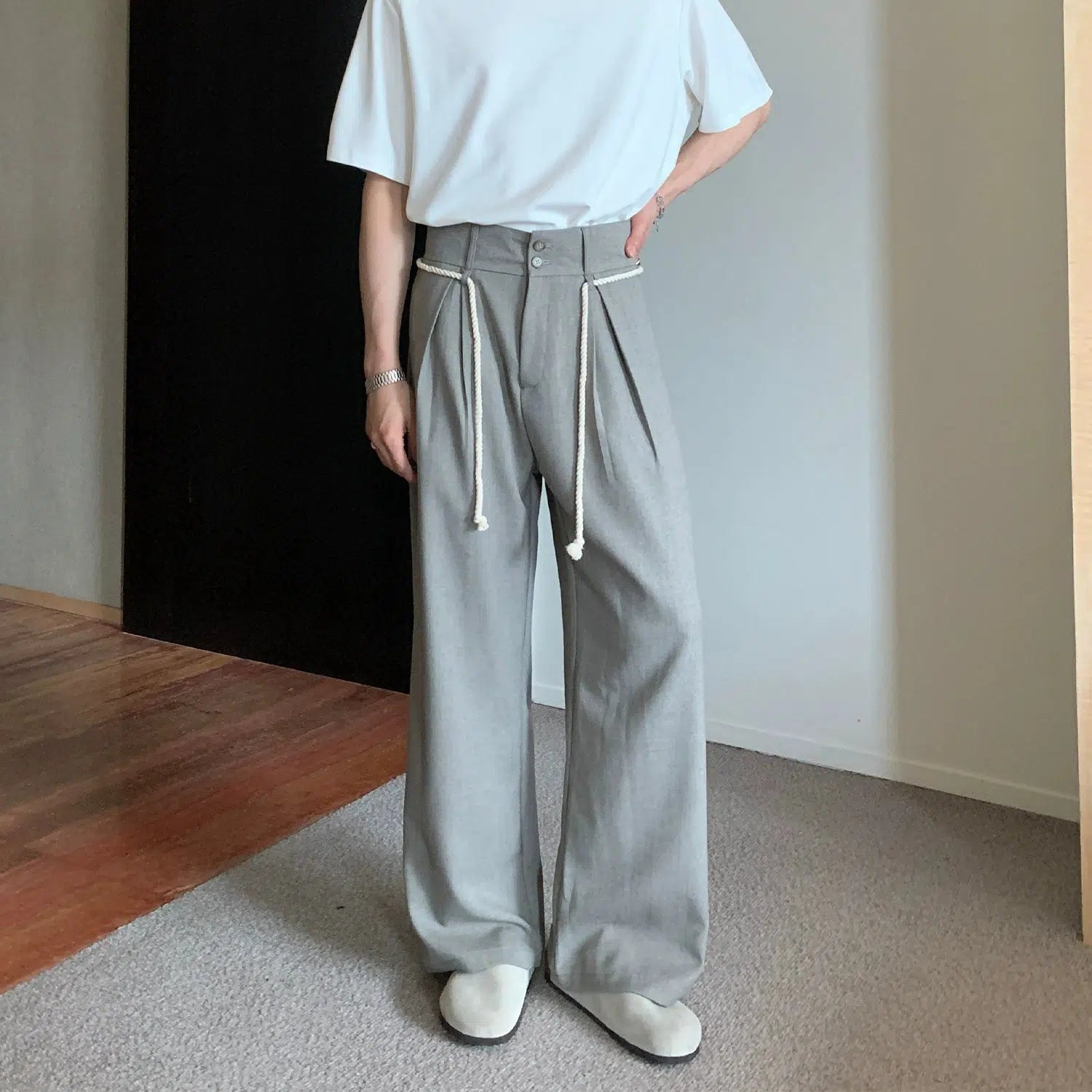 Wide-Leg Pants with Drawstring Detail