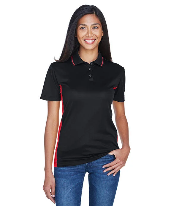 8406L - UltraClub Ladies Cool & Dry Sport Two-Tone Polo Shirt | Black/Red