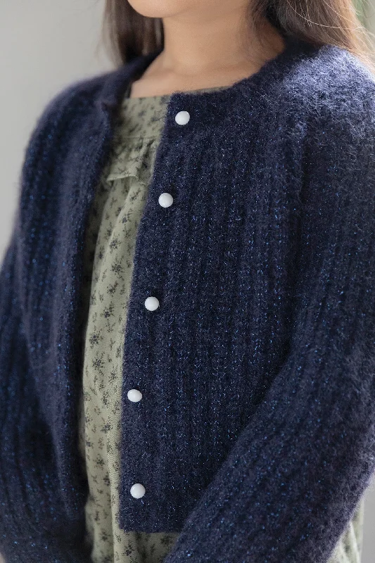 Cardigan - Marine en mohair