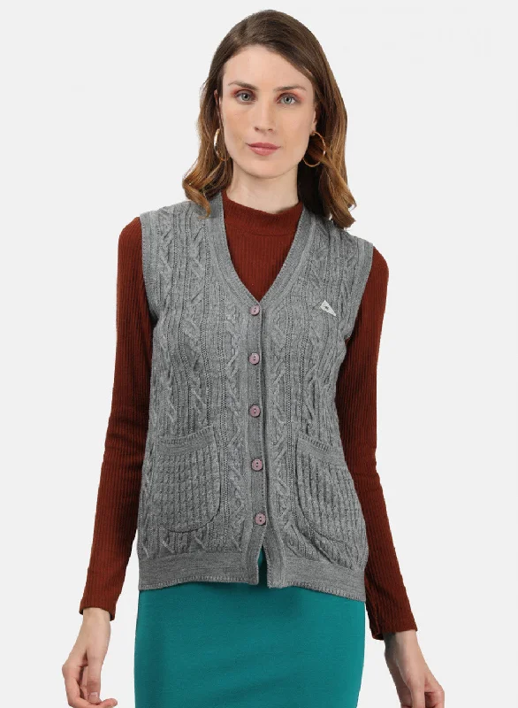 Women Grey Self Cardigan