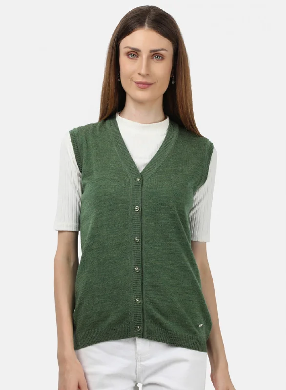 Women Olive Solid Cardigan