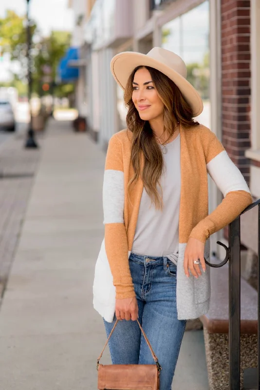 Neutral Blocked Pocket Cardigan