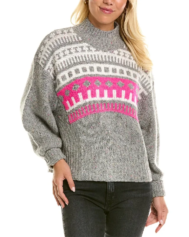 Autumn Cashmere Fairisle Yoke Mock Cashmere Sweater