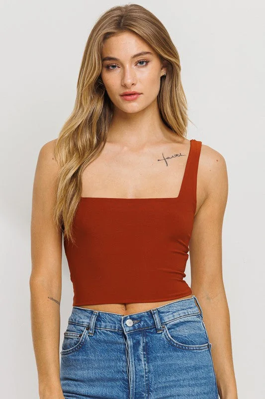 DOUBLE LAYER CROP TOP - RUST