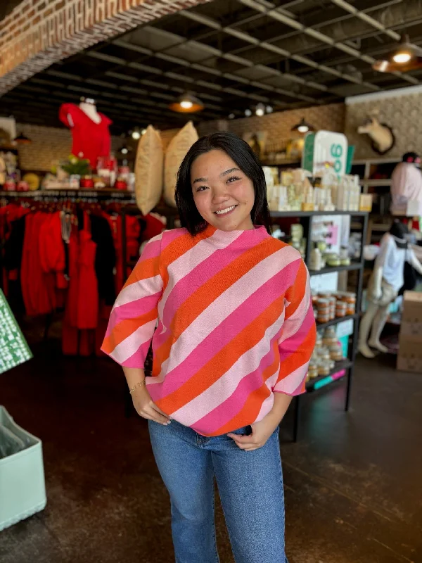 Phoebe Pink/Orange Stripe Sweater