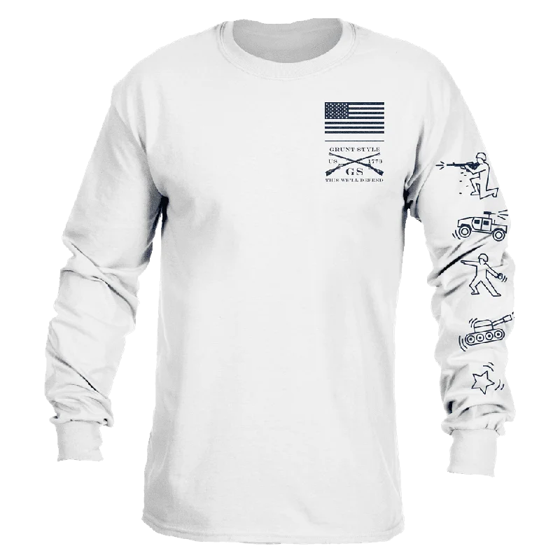 Military Pop Art Long Sleeve - White