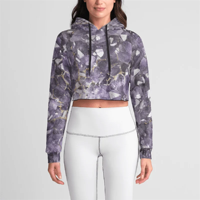 Amethyst Aura Womens Crop Hoodie