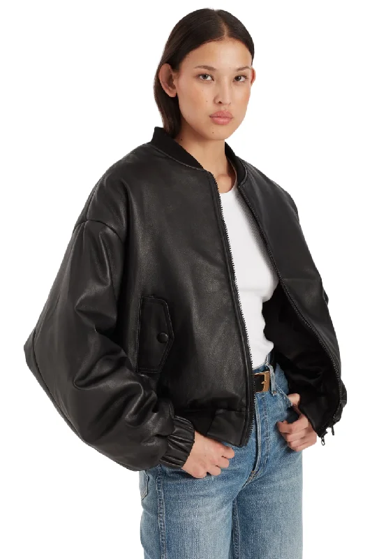 Gigi Leather Bomber - Black