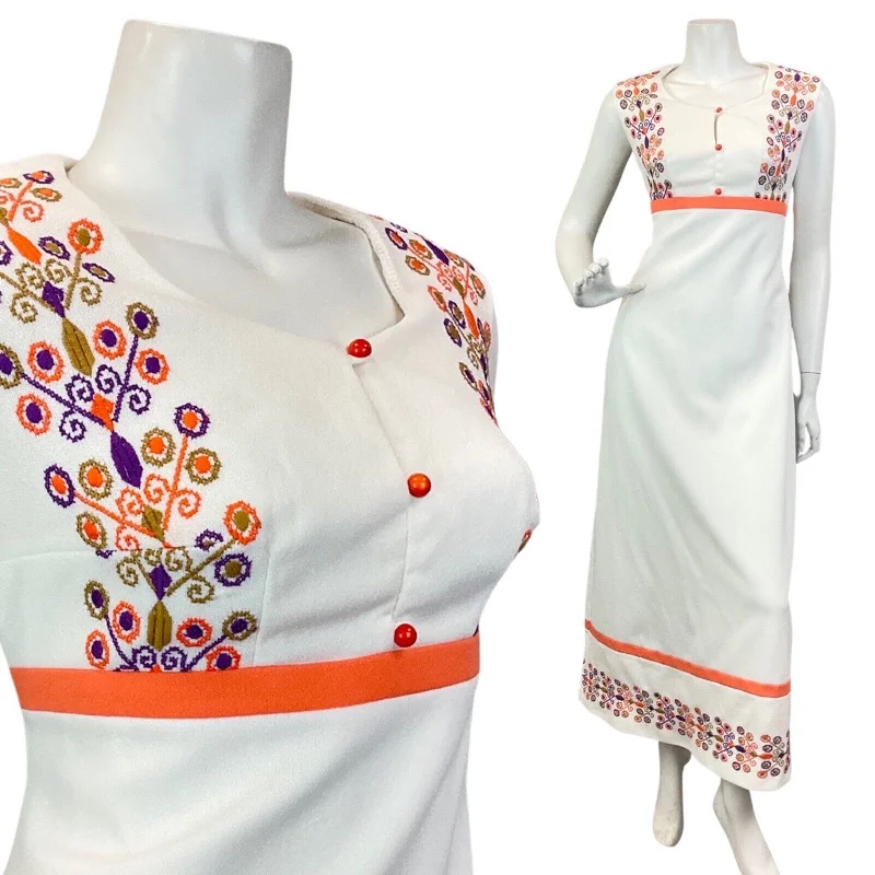Maxi Women Dress with Floral Print for a Bohemian Vibe Maxi Women Dress with Floral Print for a Bohemian Vibe VINTAGE 70s WHITE ORANGE PURPLE CROSS-STITCH EMBROIDERED BOHO MAXI DRESS 10 12 Maxi Women Dress with Floral Print for a Bohemian Vibe Maxi Women Dress with Floral Print for a Bohemian Vibe VINTAGE 70s WHITE ORANGE PURPLE CROSS-STITCH EMBROIDERED BOHO MAXI DRESS 10 12