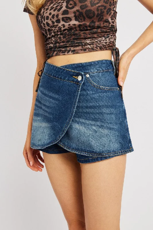 Denim Skort Skirt Low Rise