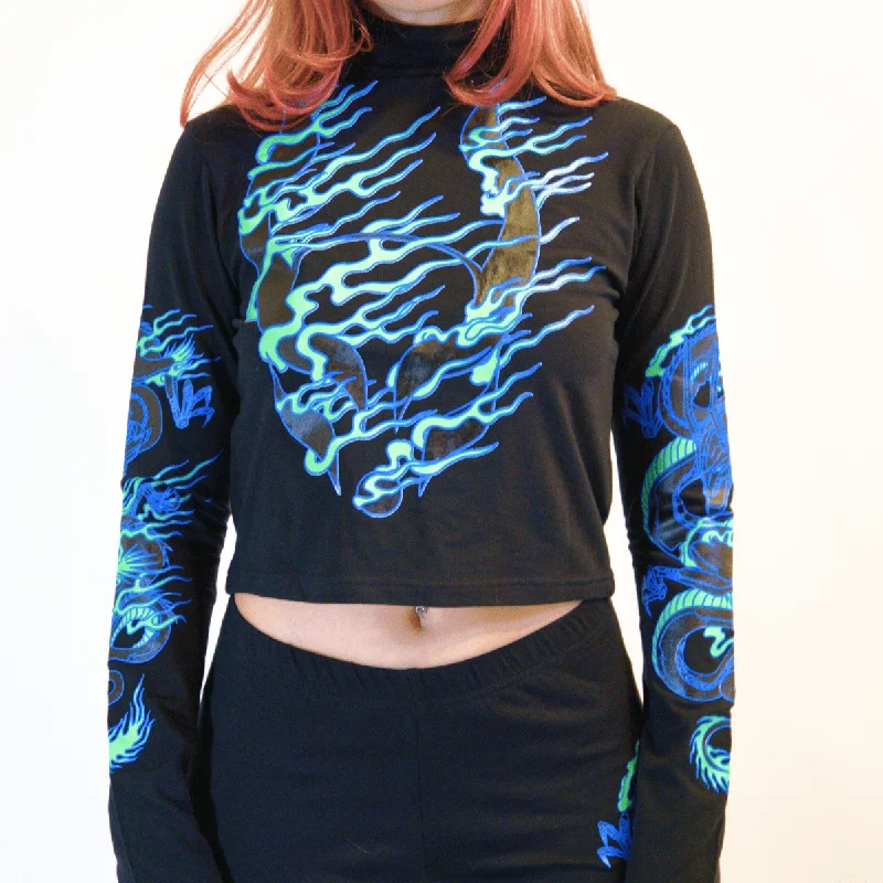 DRAGONITE HIGH NECK LONG SLEEVE TOP BLACK