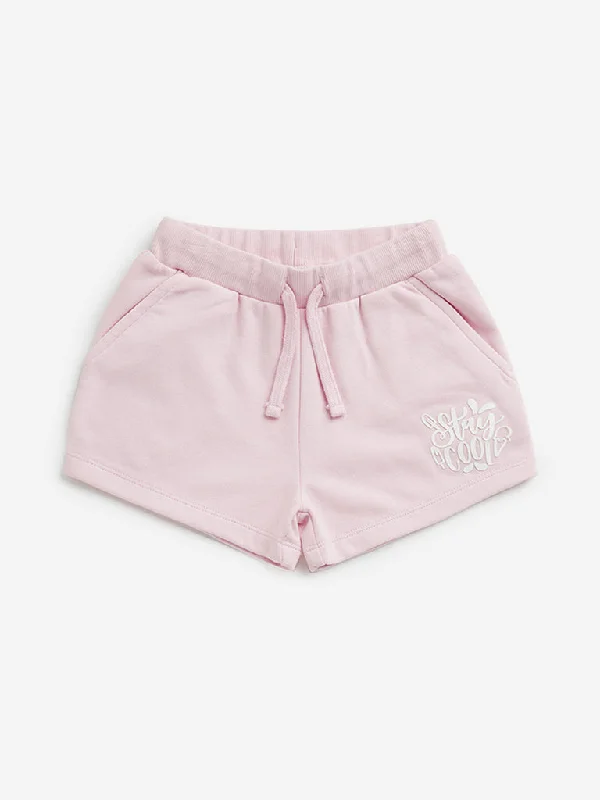 HOP Kids Pink Text Design Mid-Rise Shorts