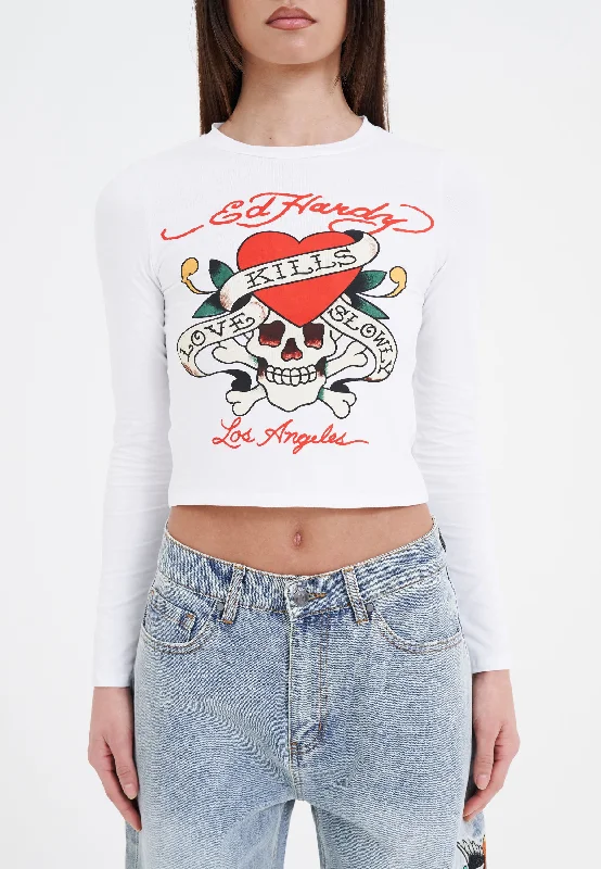 Womens Love Kills Long Sleeve T-Shirt - White