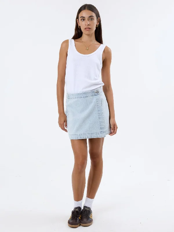 Peyton Wrap Skirt - Faded Dust Blue