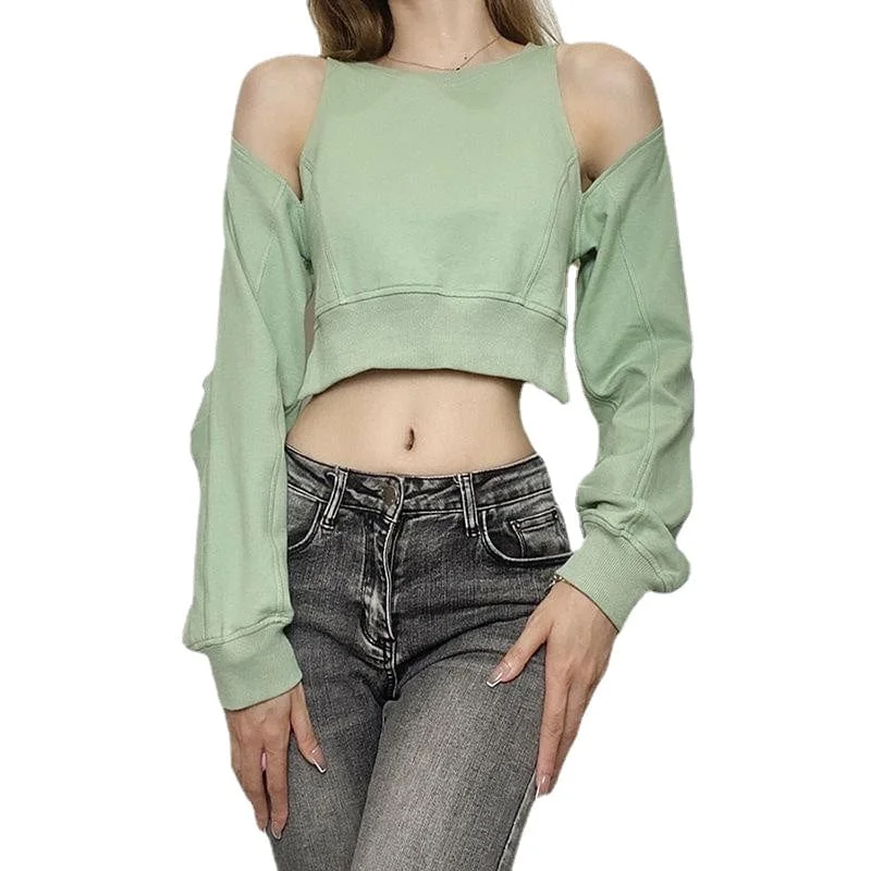 Women's Punk Off Shoulder Irregular Long Sleeved T-shirt